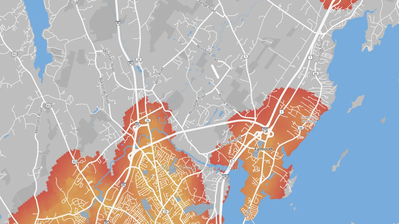 Transit Grade map of Falmouth, ME