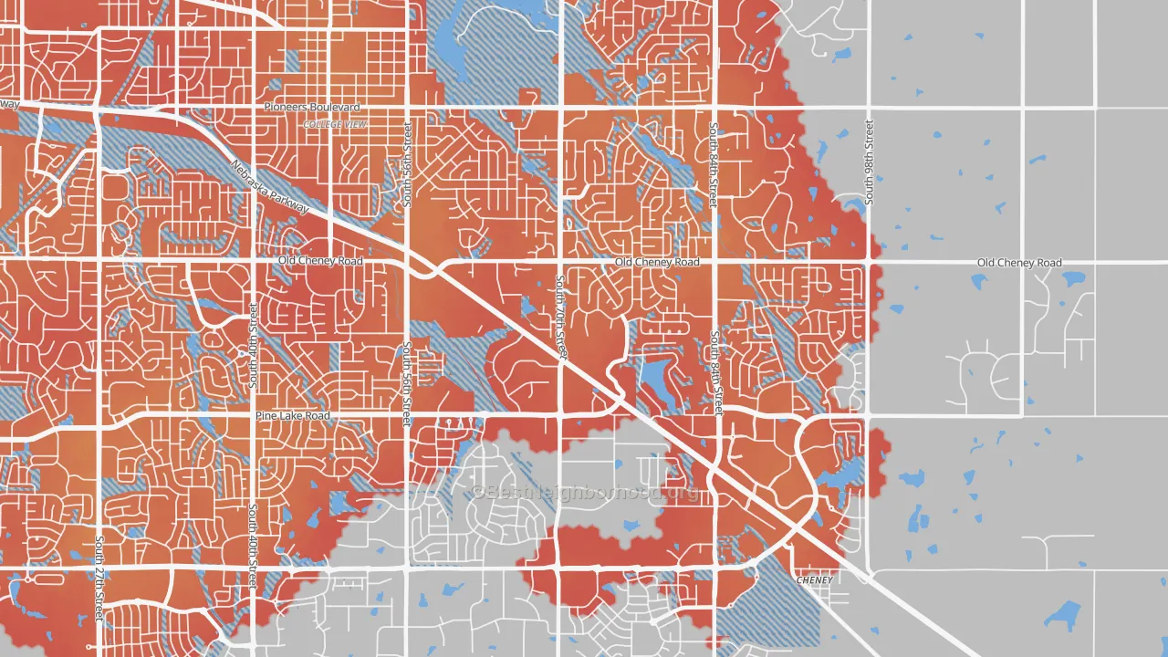 Transit Grade map of Family Acres, Lincoln, NE
