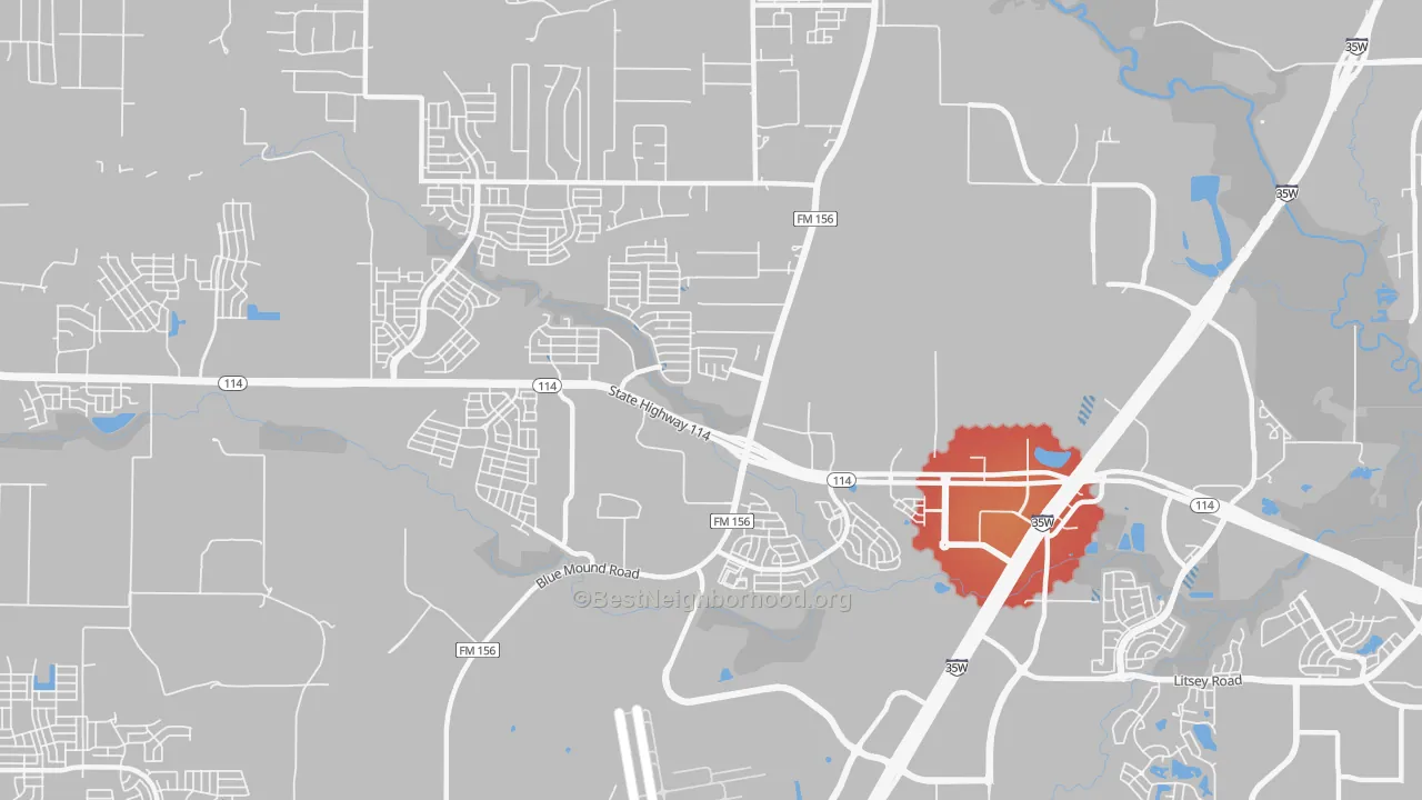 Transit Grade map of Far North Dallas-Justin, Justin, TX