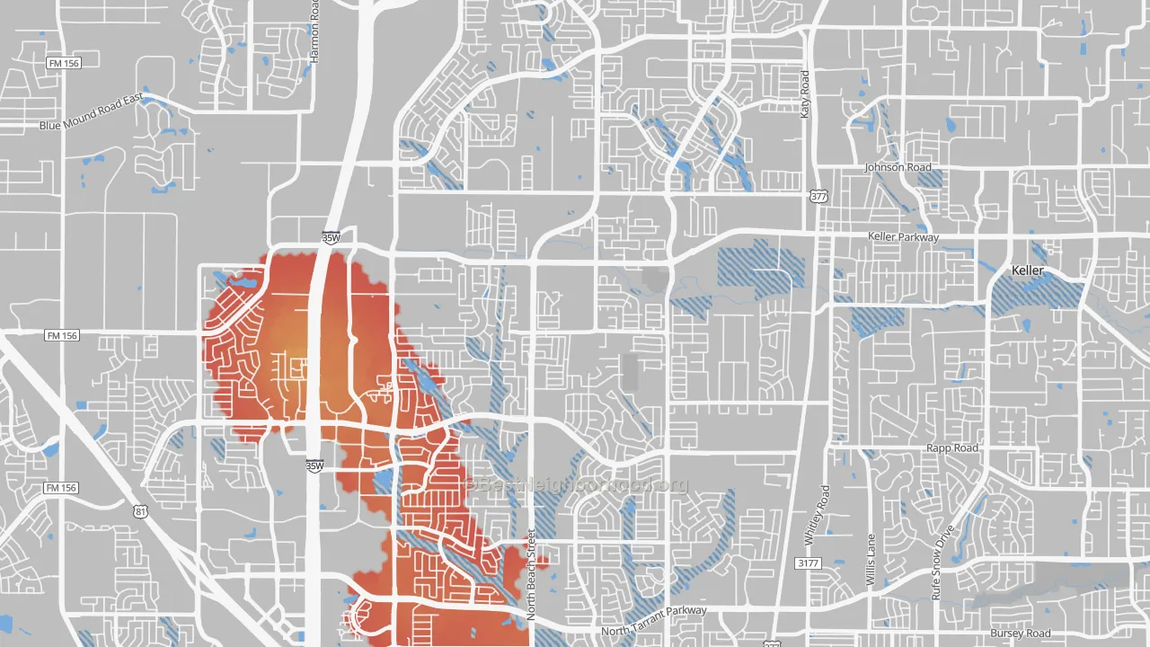 Transit Grade map of Far North Dallas-Keller, Keller, TX