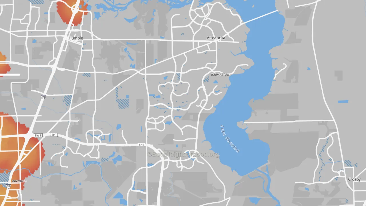 Transit Grade map of Far Northeast-Houston, Houston, TX