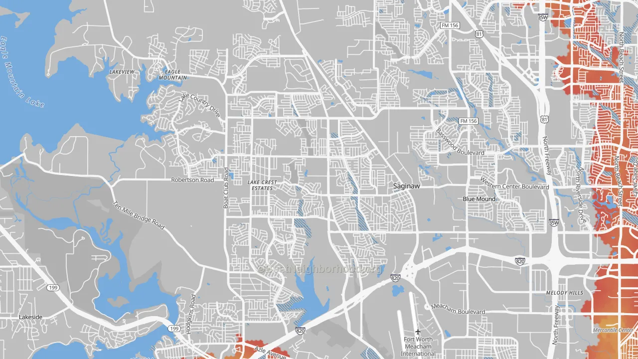 Transit Grade map of Far Northwest, Fort Worth, TX