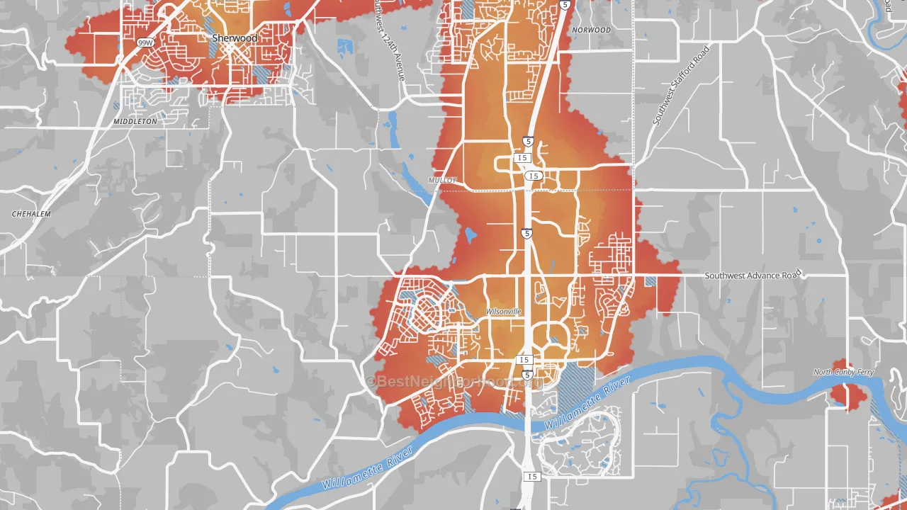 Transit Grade map of Far West, Wilsonville, OR