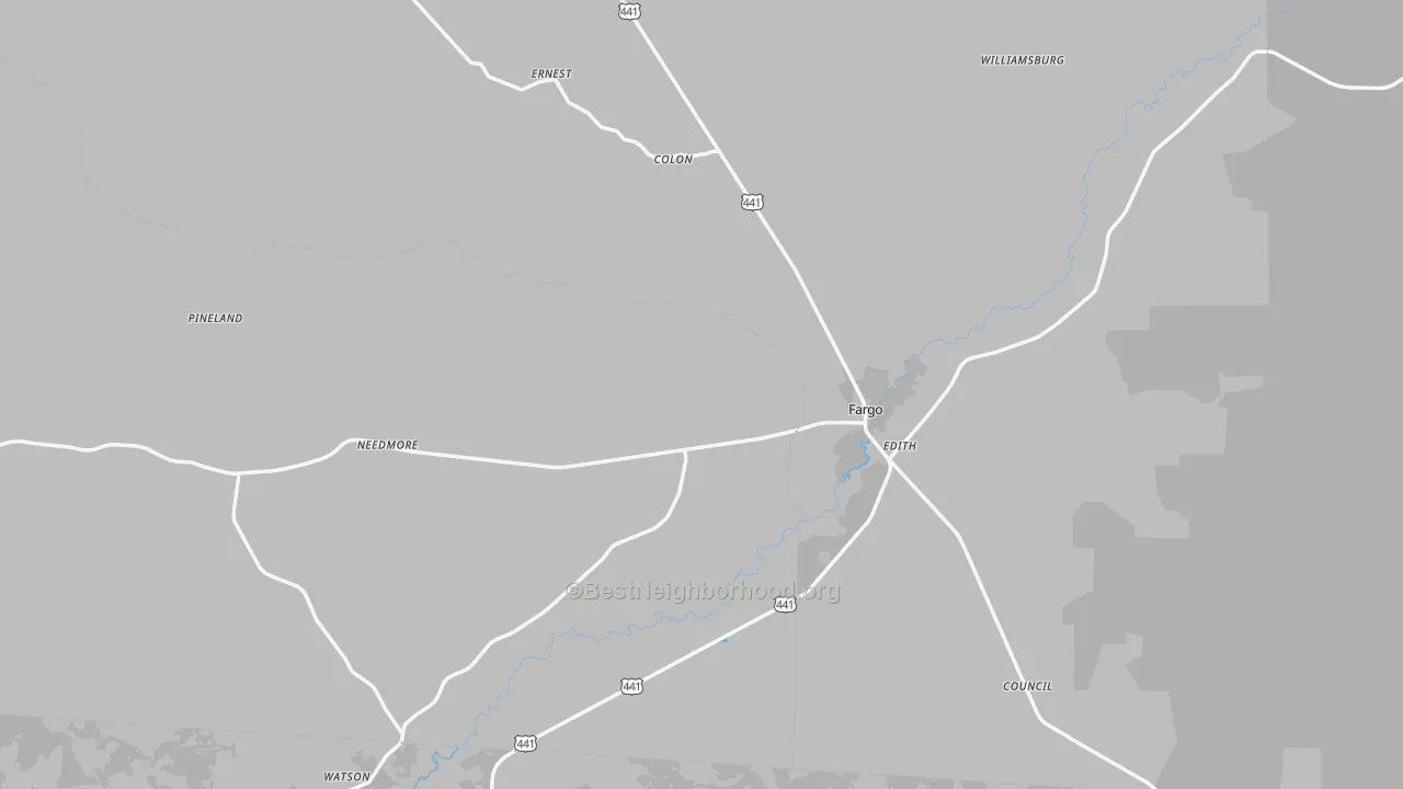 Transit Grade map of Fargo, GA