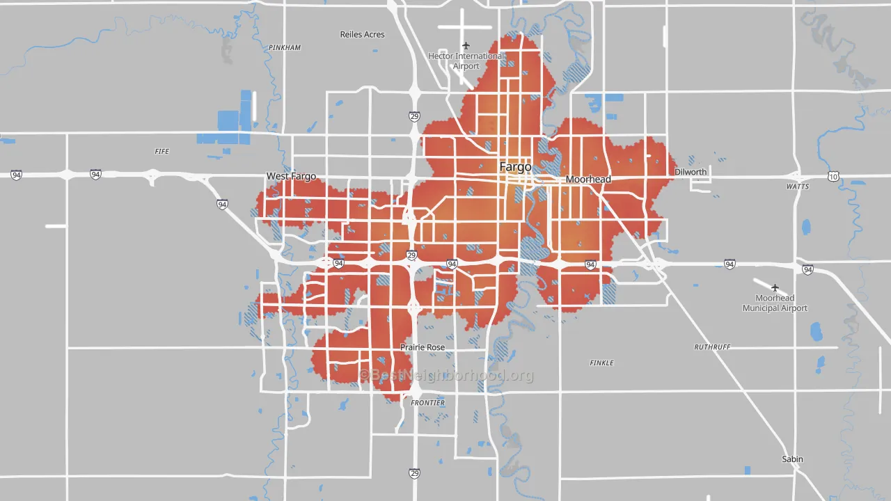 Transit Grade map of Fargo, ND