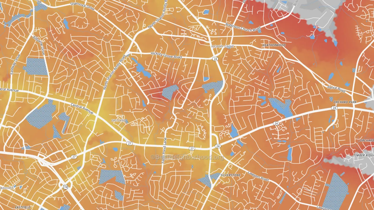Transit Grade map of Farm Pond, Charlotte, NC
