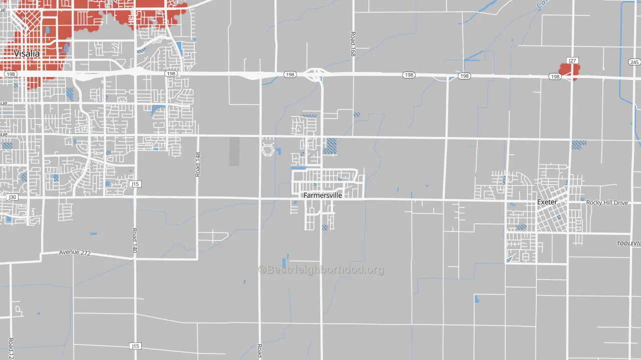 Transit Grade map of Farmersville, CA