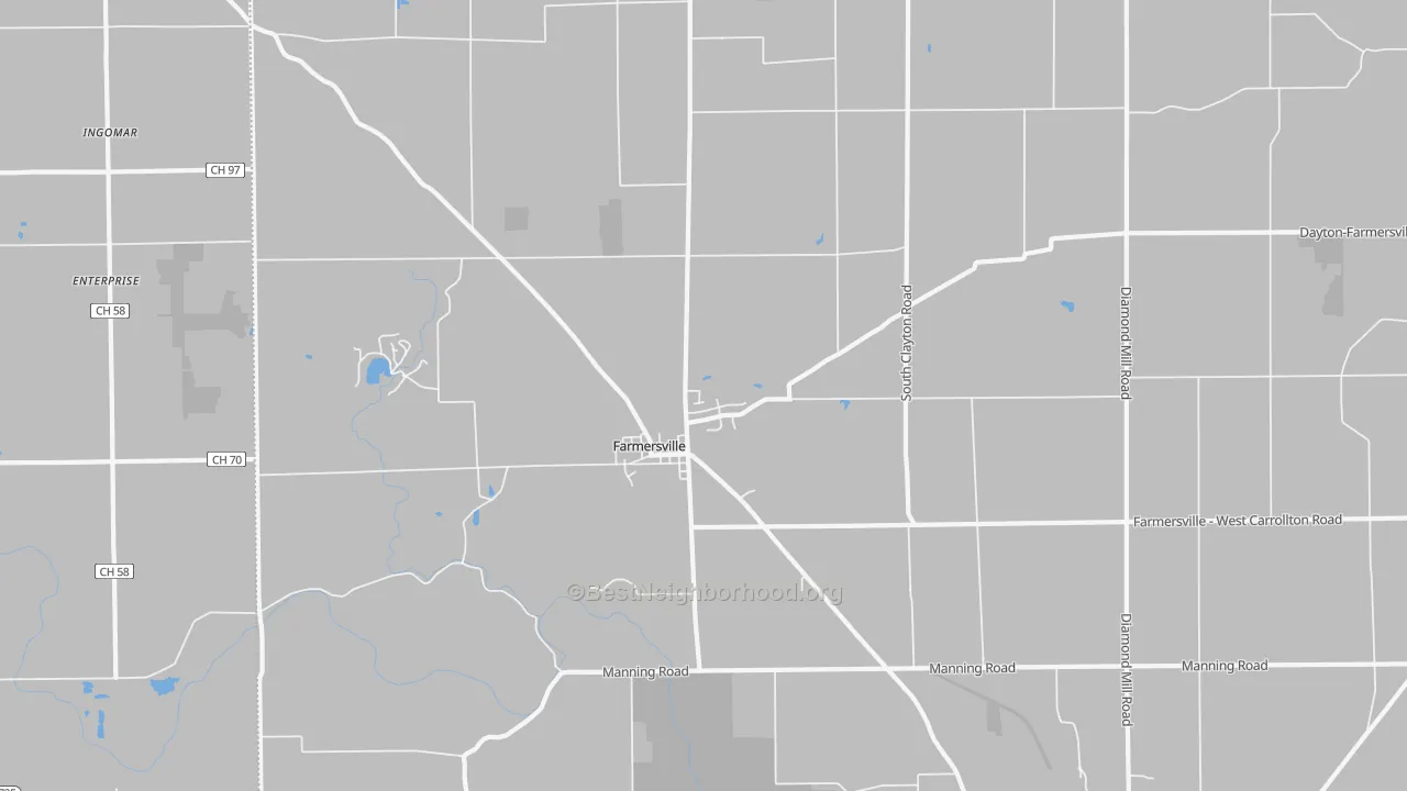 Transit Grade map of Farmersville, OH