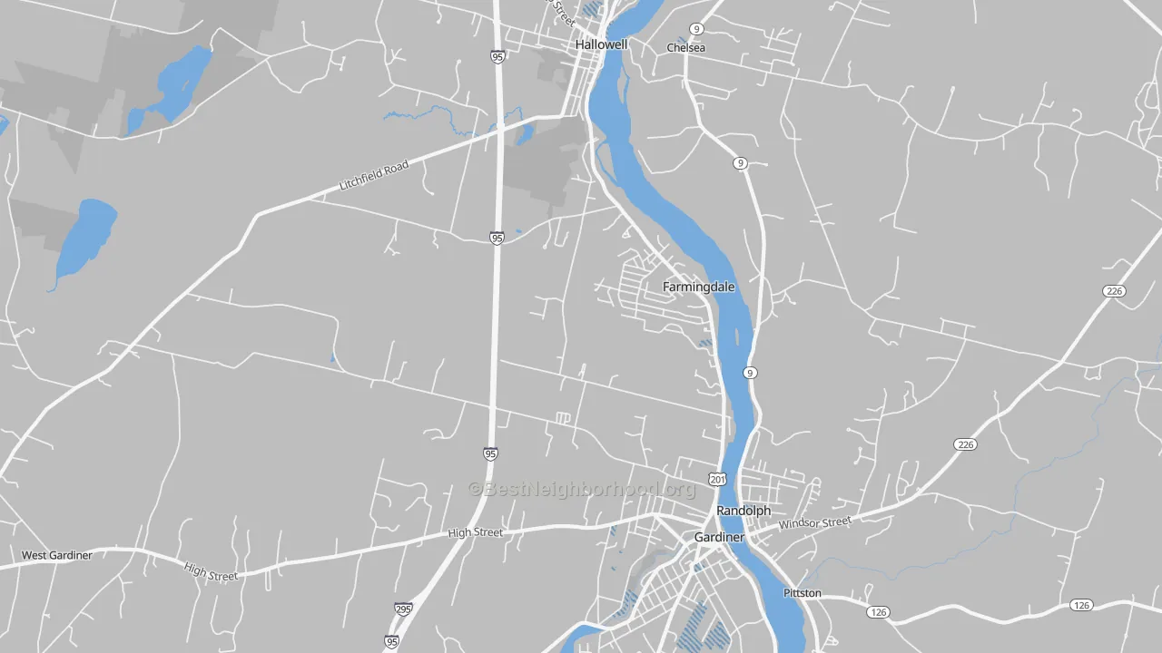 Transit Grade map of Farmingdale, ME