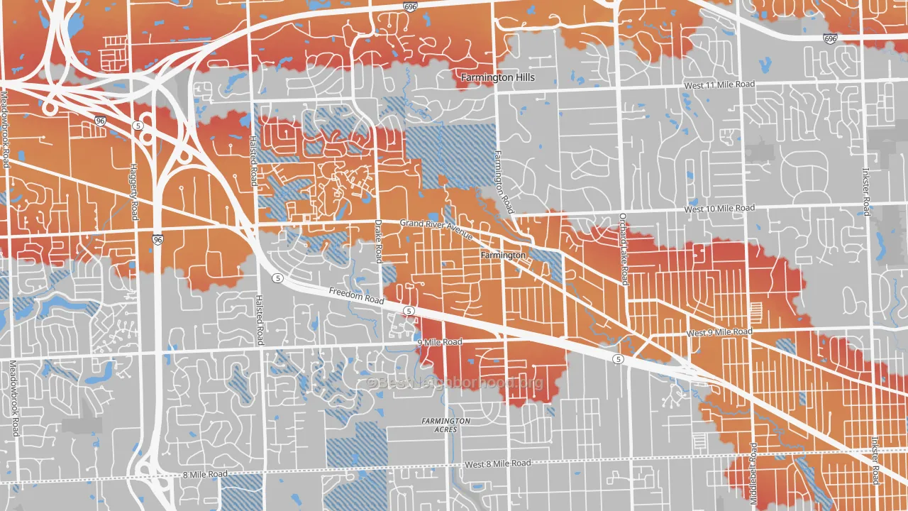 Transit Grade map of Farmington, MI