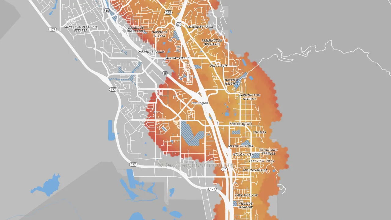 Transit Grade map of Farmington, UT