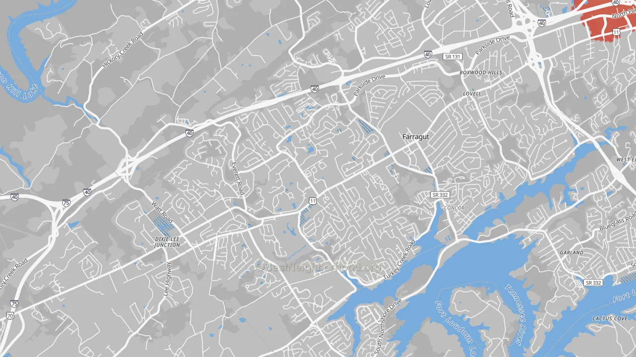 Transit Grade map of Farragut, TN