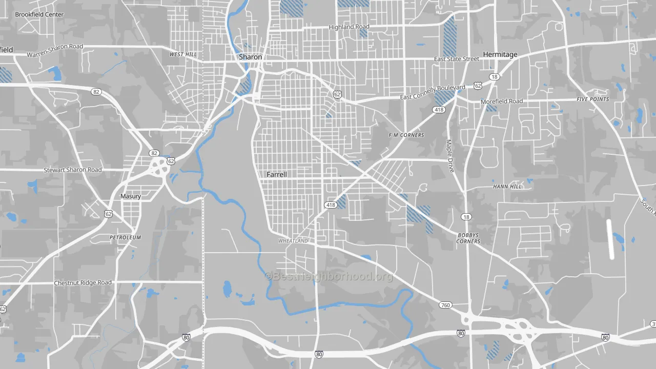 Transit Grade map of Farrell, PA