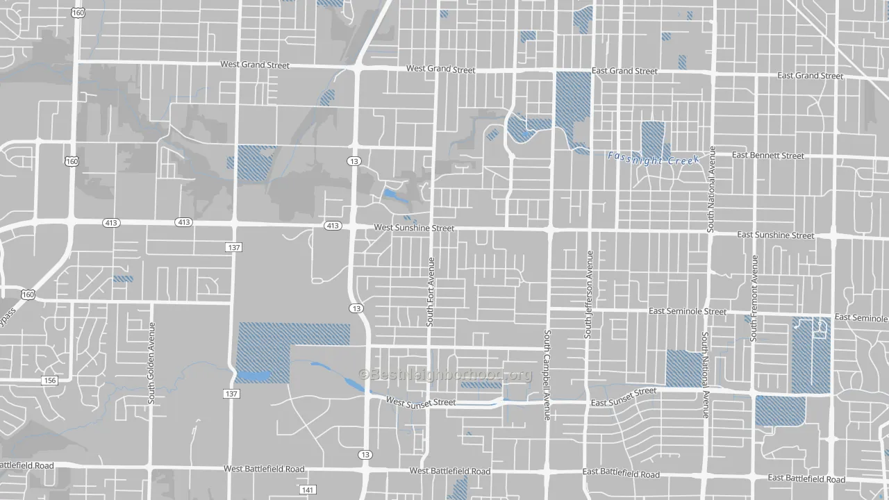 Transit Grade map of Fassnight, Springfield, MO