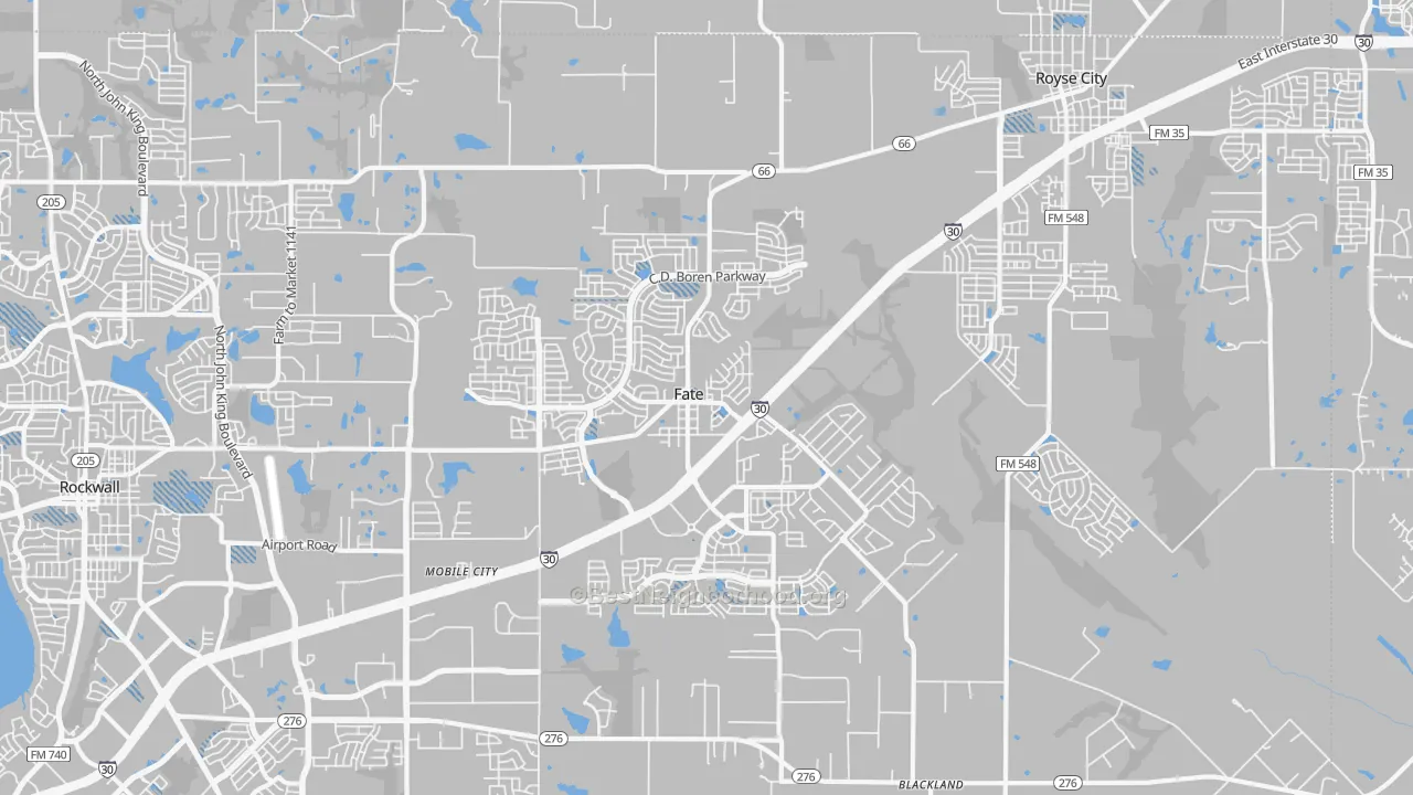 Transit Grade map of Fate, TX