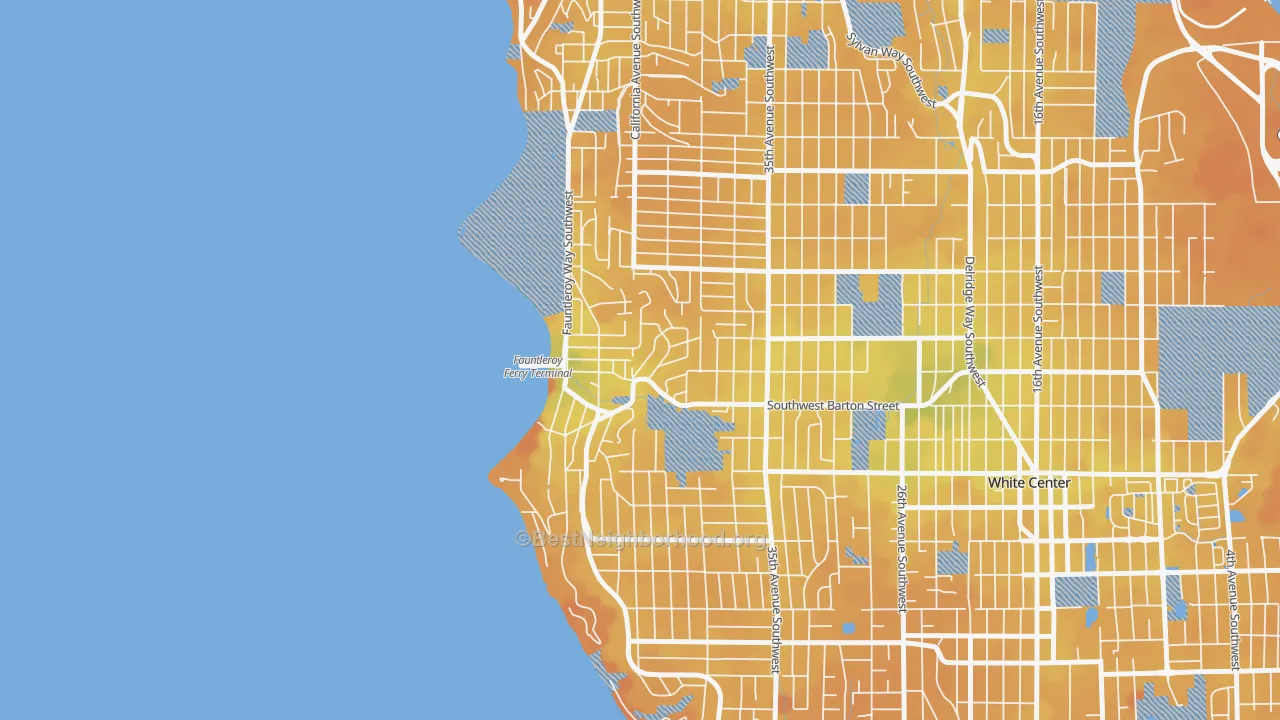 Transit Grade map of Fauntleroy, Seattle, WA