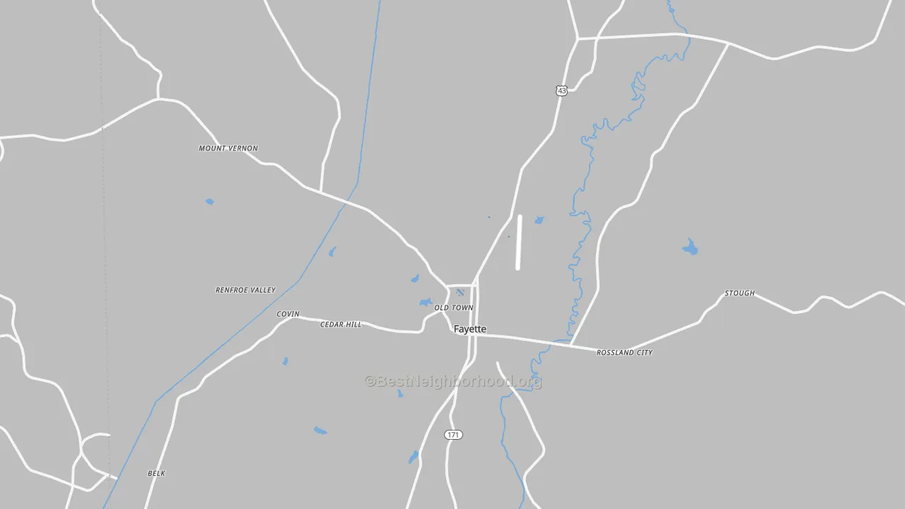Transit Grade map of Fayette, AL