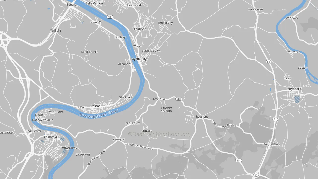 Transit Grade map of Fayette City, PA
