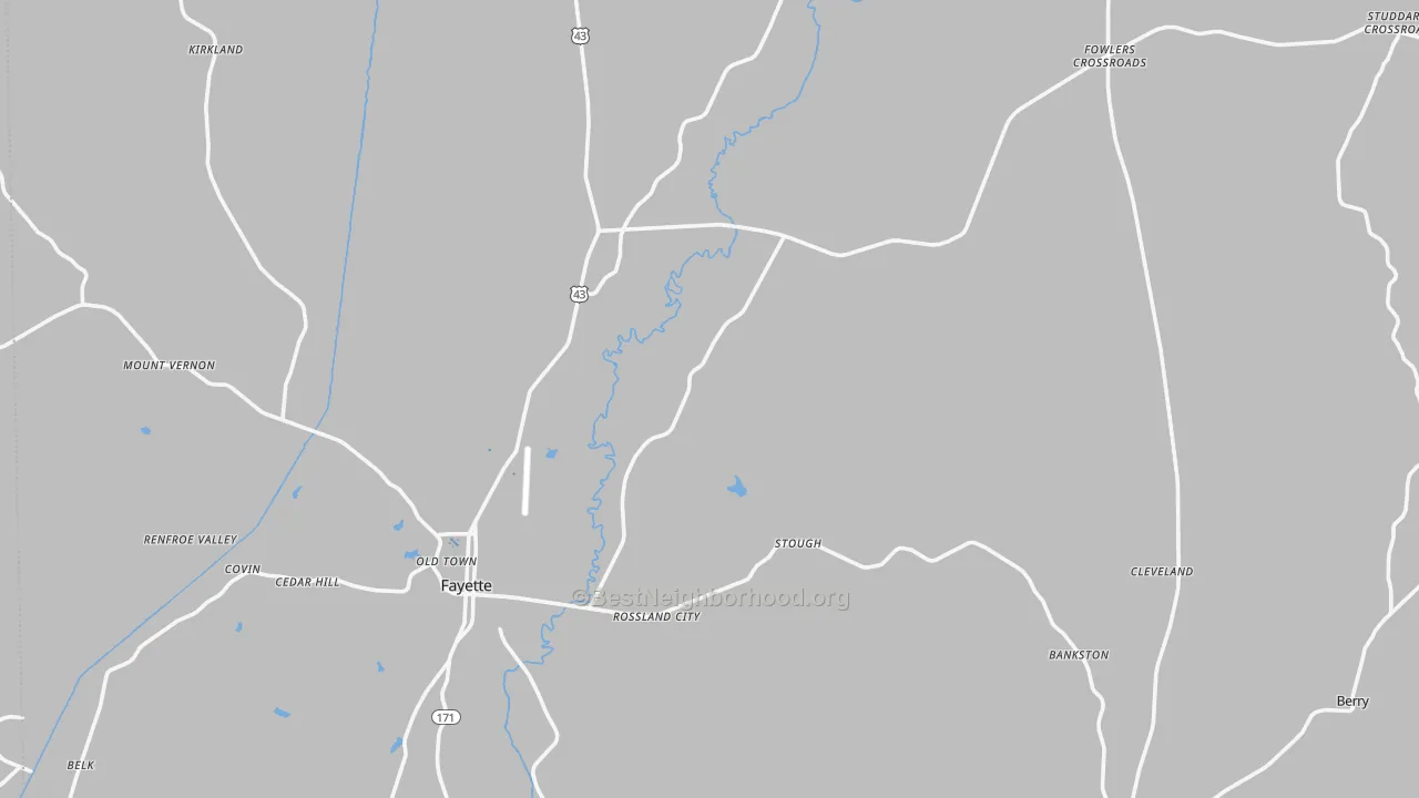 Transit Grade map of Fayette County, AL