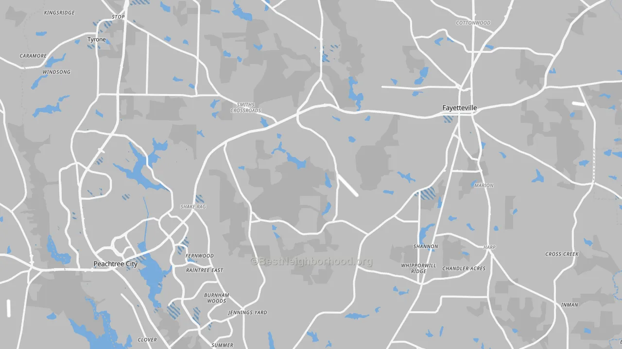 Transit Grade map of Fayette County, GA