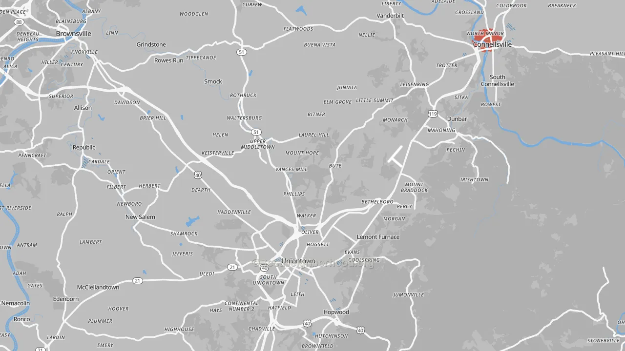 Transit Grade map of Fayette County, PA
