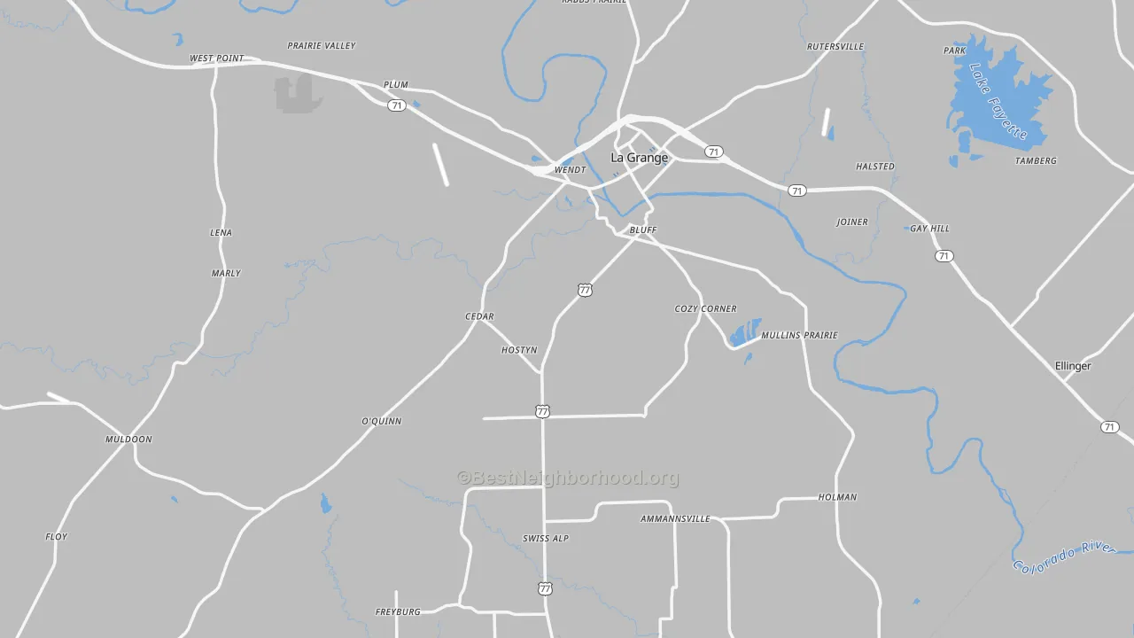 Transit Grade map of Fayette County, TX