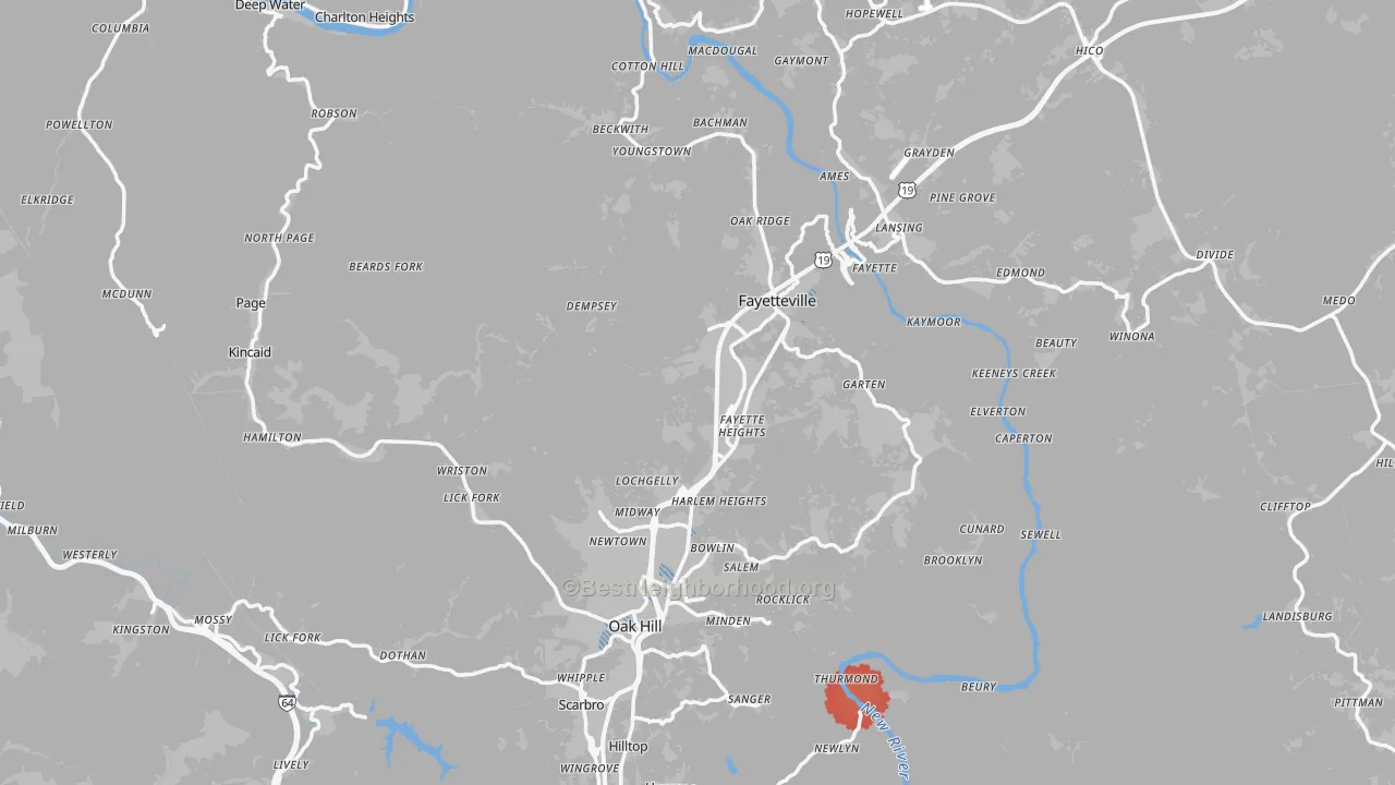 Transit Grade map of Fayette County, WV