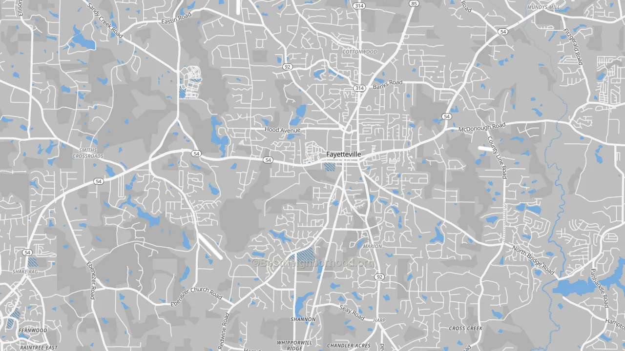 Transit Grade map of Fayetteville, GA