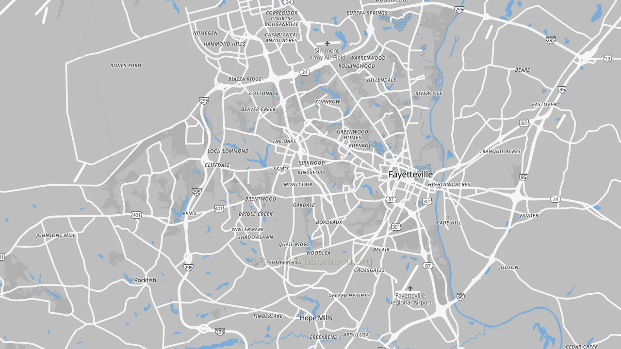 Transit Grade map of Fayetteville, NC