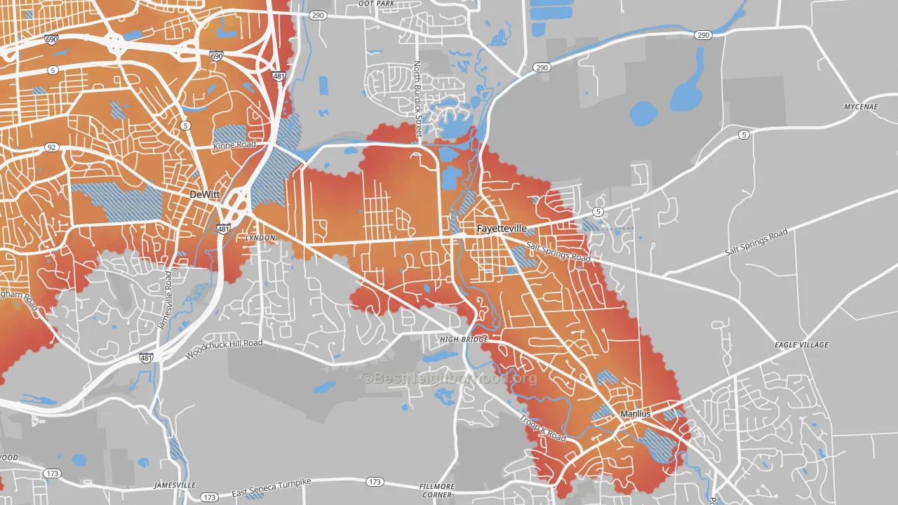 Transit Grade map of Fayetteville, NY