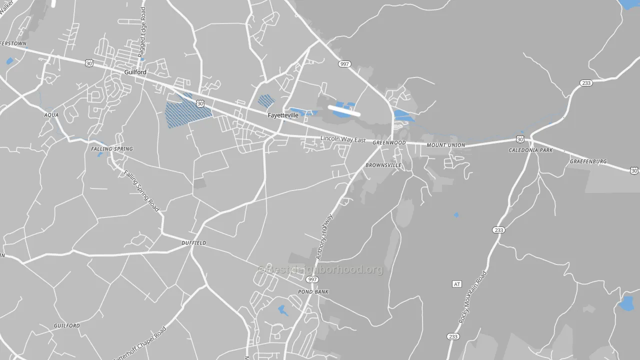 Transit Grade map of Fayetteville, PA