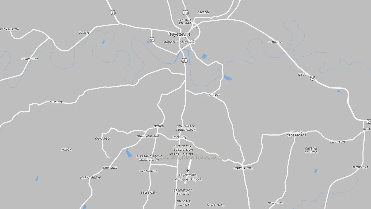 Transit Grade map of Fayetteville, TN
