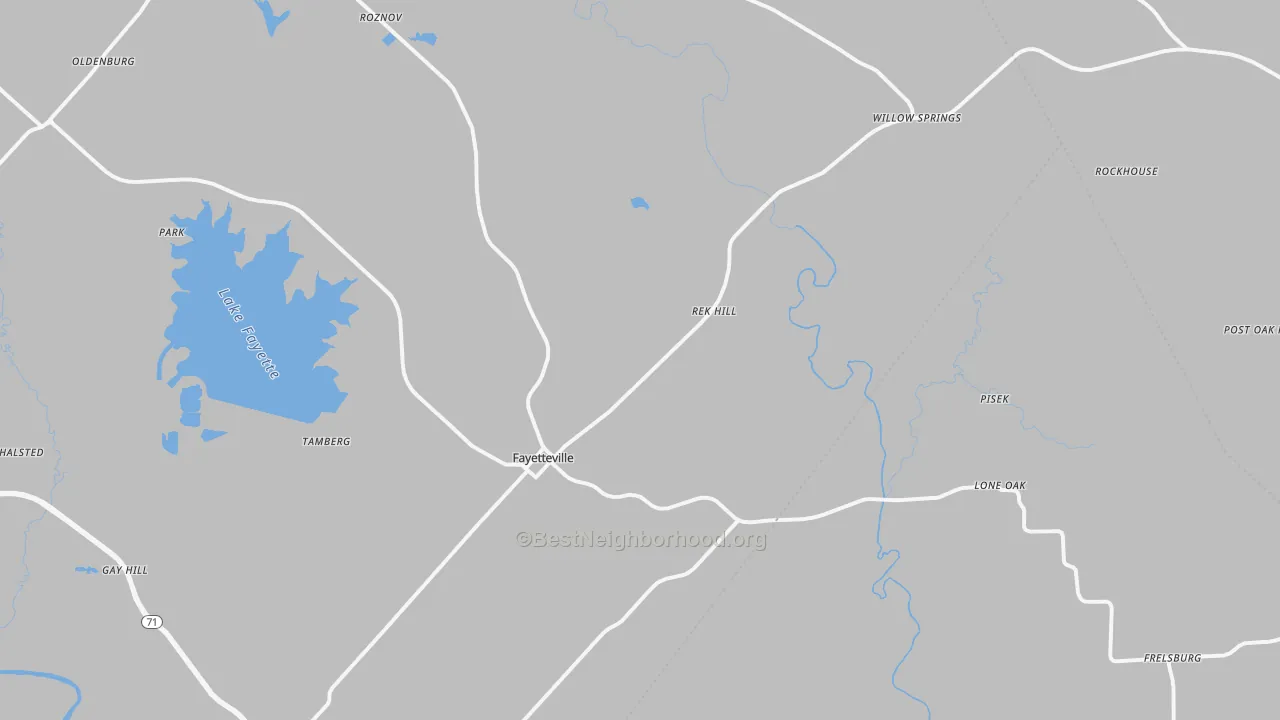 Transit Grade map of Fayetteville, TX