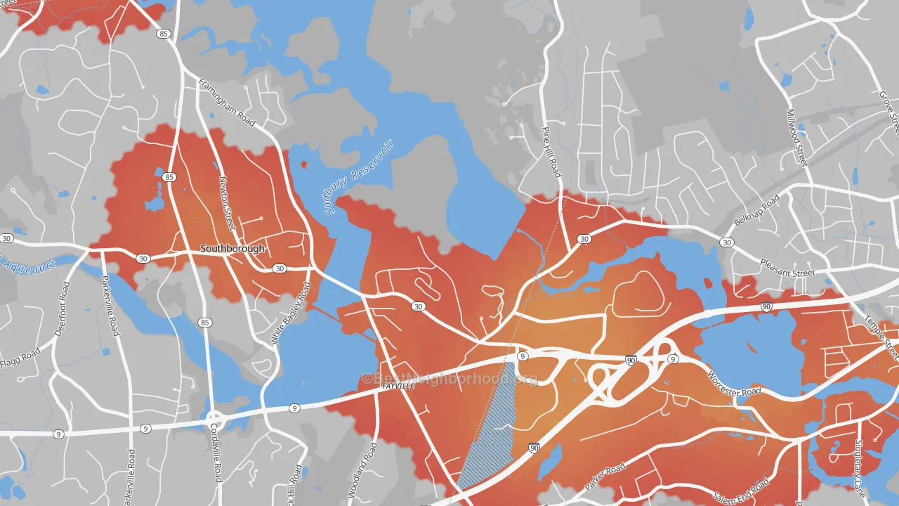 Transit Grade map of Fayville, MA