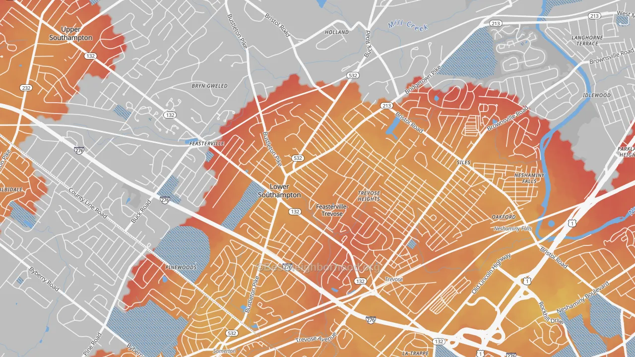 Transit Grade map of Feasterville, Feasterville-Trevose, PA