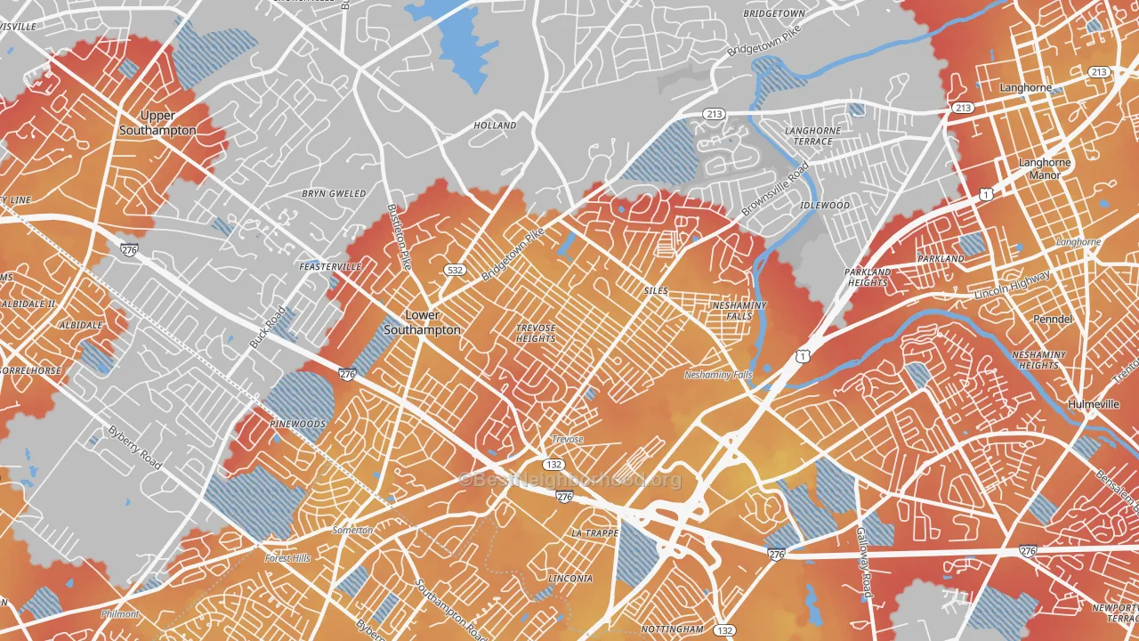 Transit Grade map of Feasterville-Trevose, PA