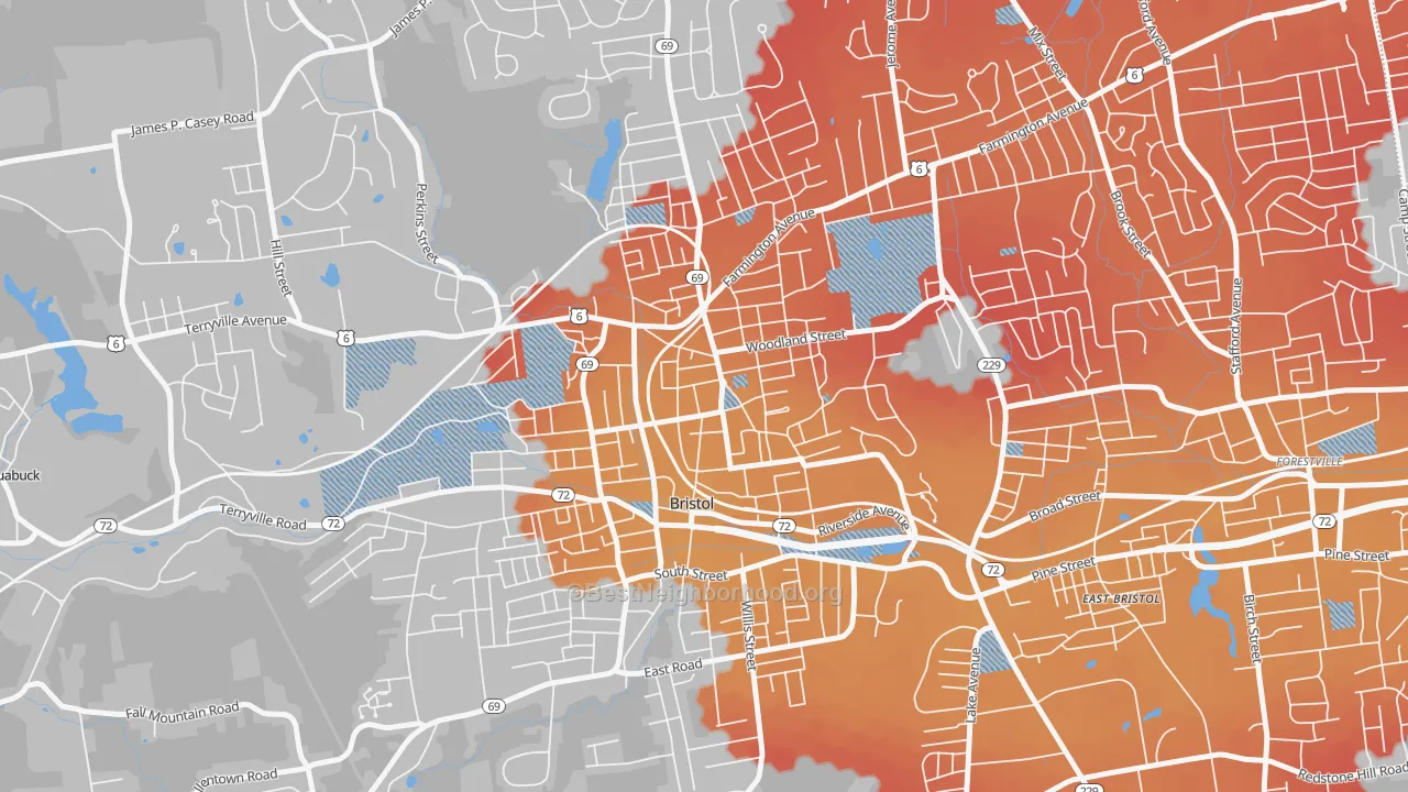 Transit Grade map of Federal Hill Historic District, Bristol, CT