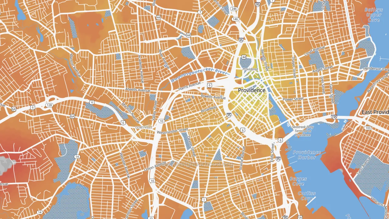 Transit Grade map of Federal Hill, Providence, RI