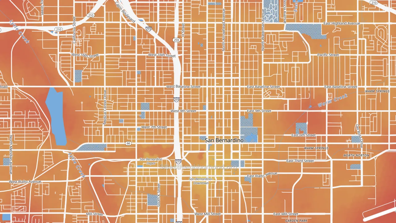 Transit Grade map of Feldheym, San Bernardino, CA