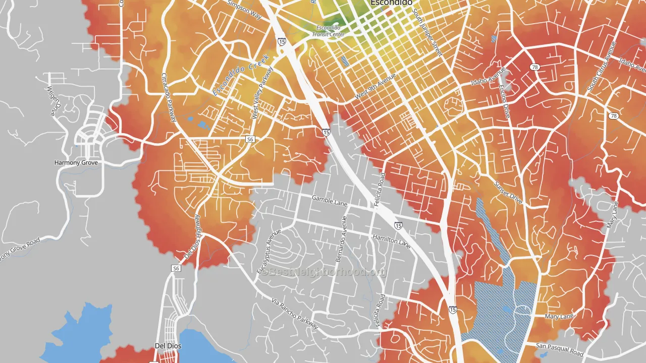 Transit Grade map of Felicita, Escondido, CA