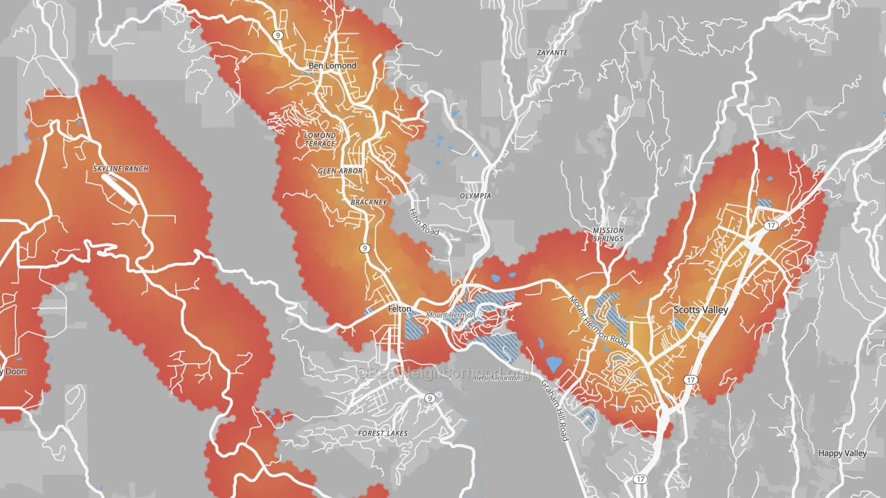 Transit Grade map of Felton, CA