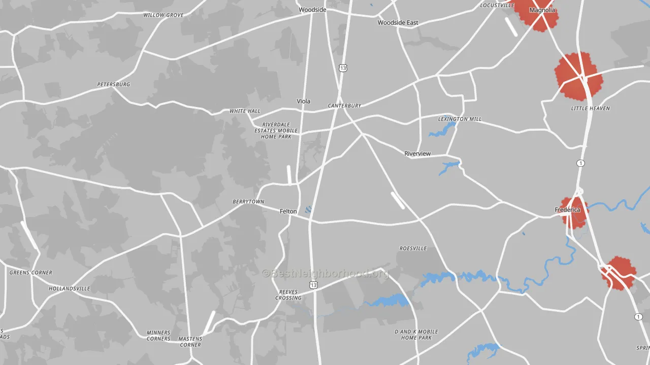 Transit Grade map of Felton, DE