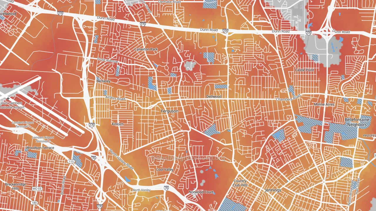 Transit Grade map of Ferguson, MO