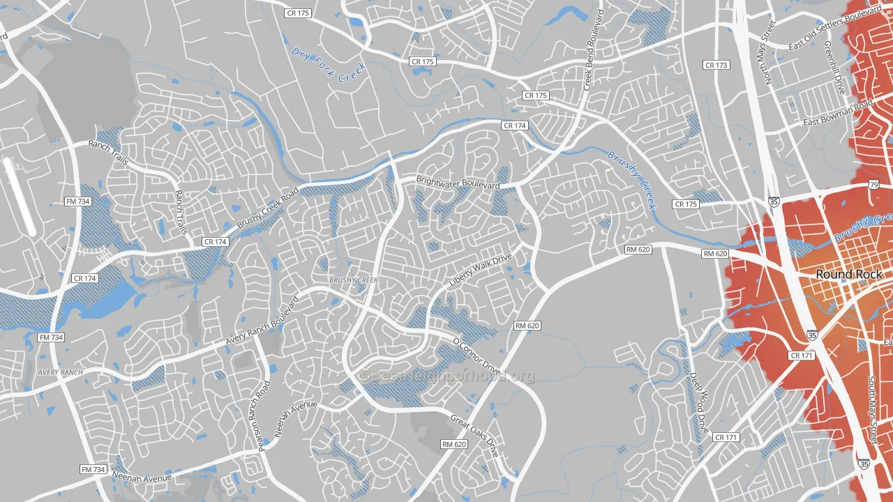 Transit Grade map of Fern Bluff, Brushy Creek, TX