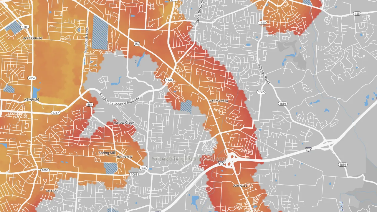 Transit Grade map of Fern Creek, Louisville, KY