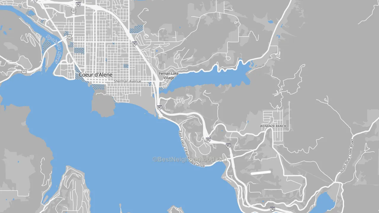 Transit Grade map of Fernan Lake Village, ID
