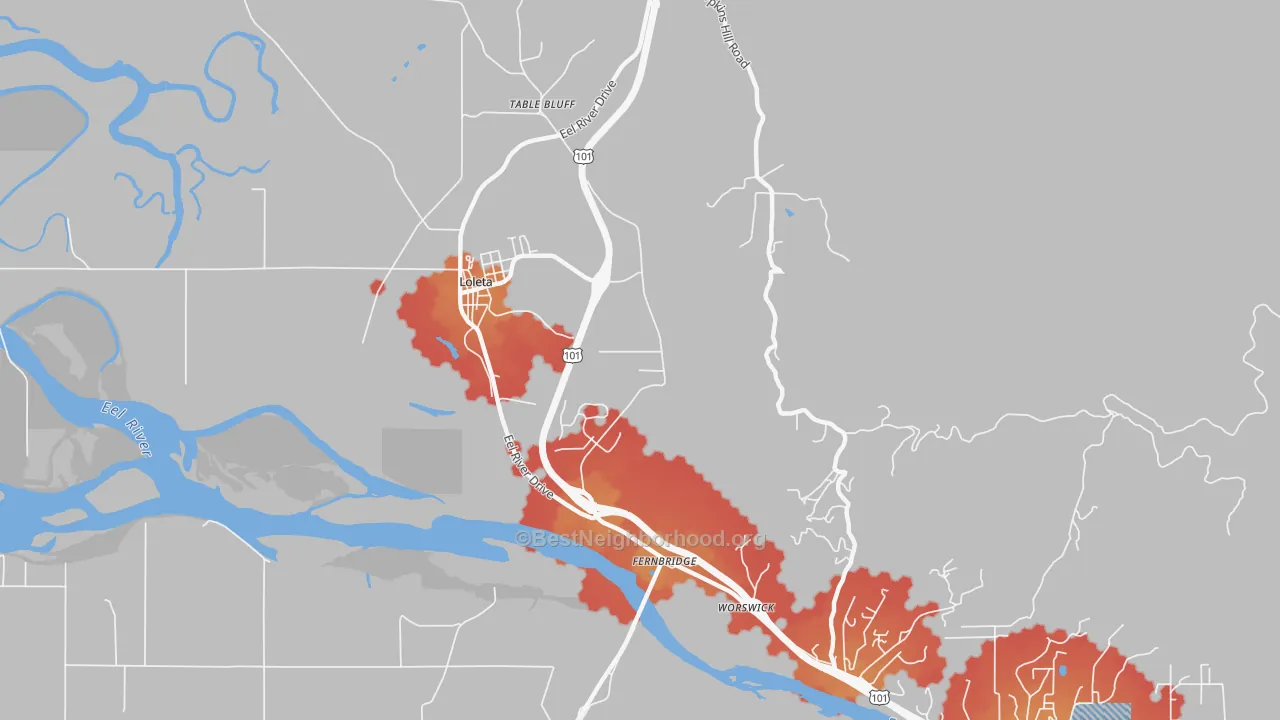 Transit Grade map of Fernbridge, CA