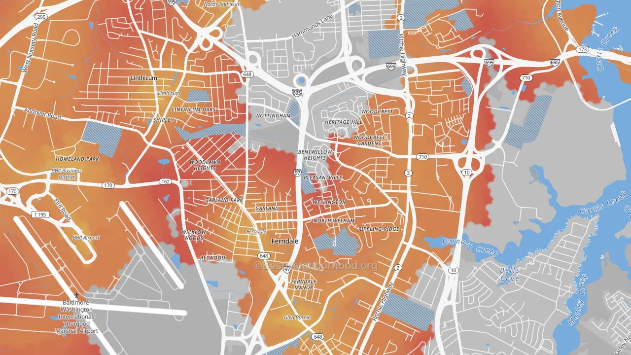 Transit Grade map of Ferndale, MD
