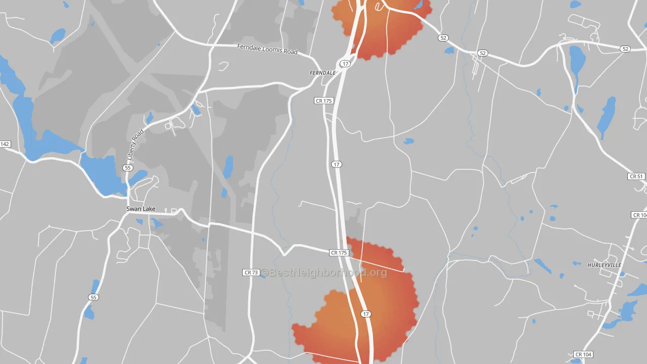 Transit Grade map of Ferndale, NY