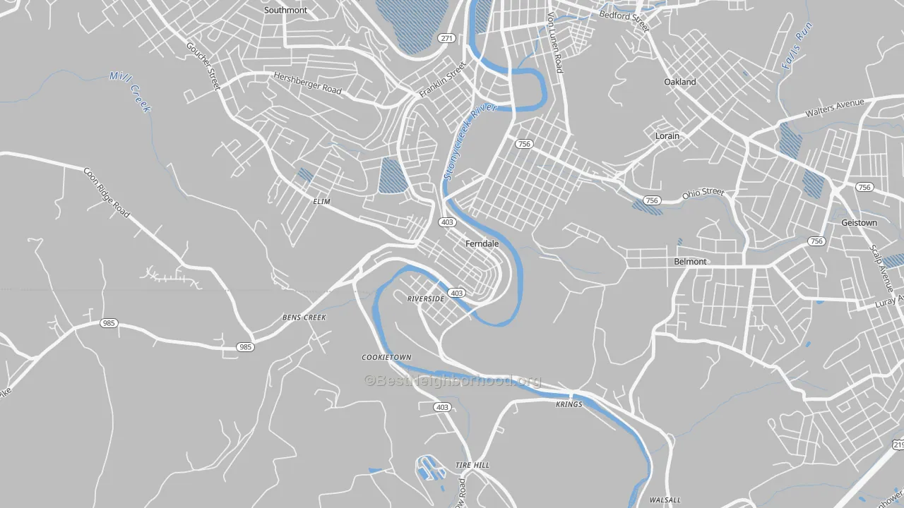 Transit Grade map of Ferndale, PA